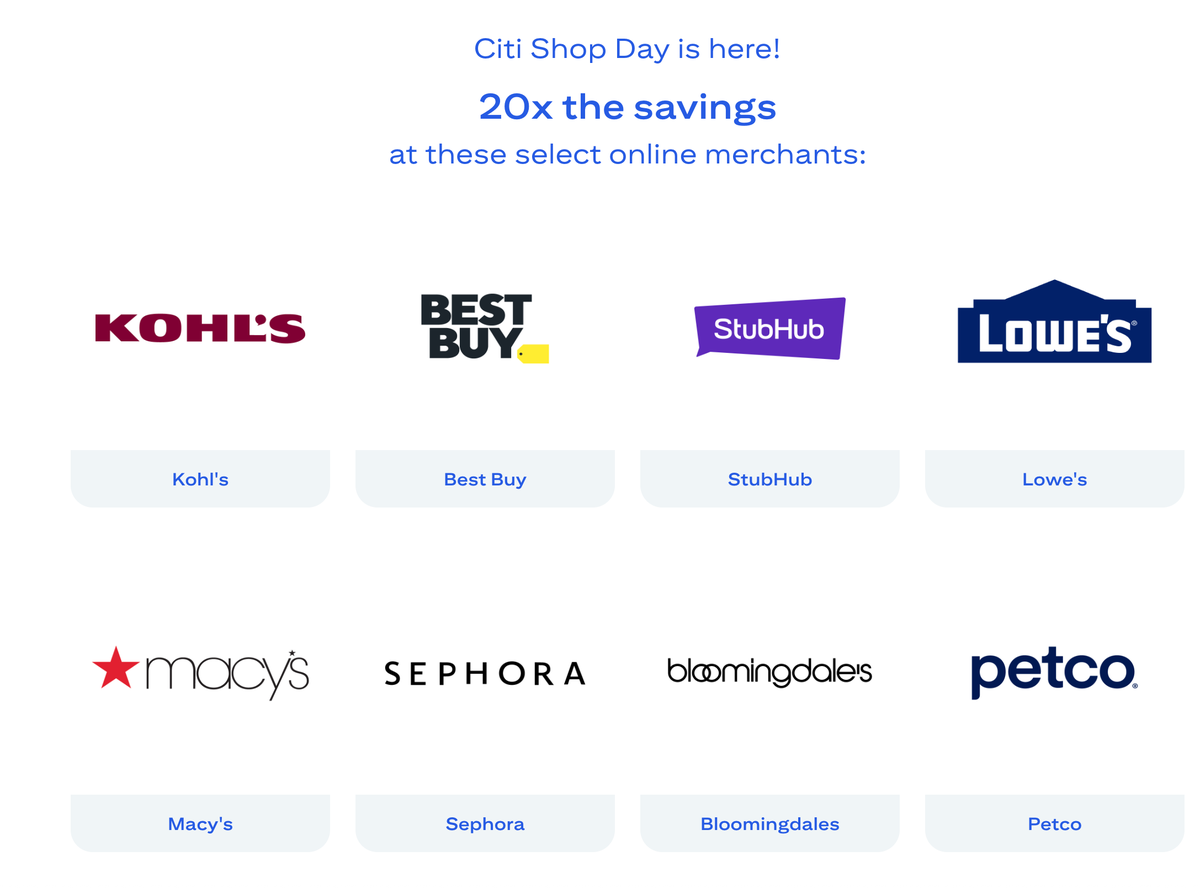 citi shop day retailers